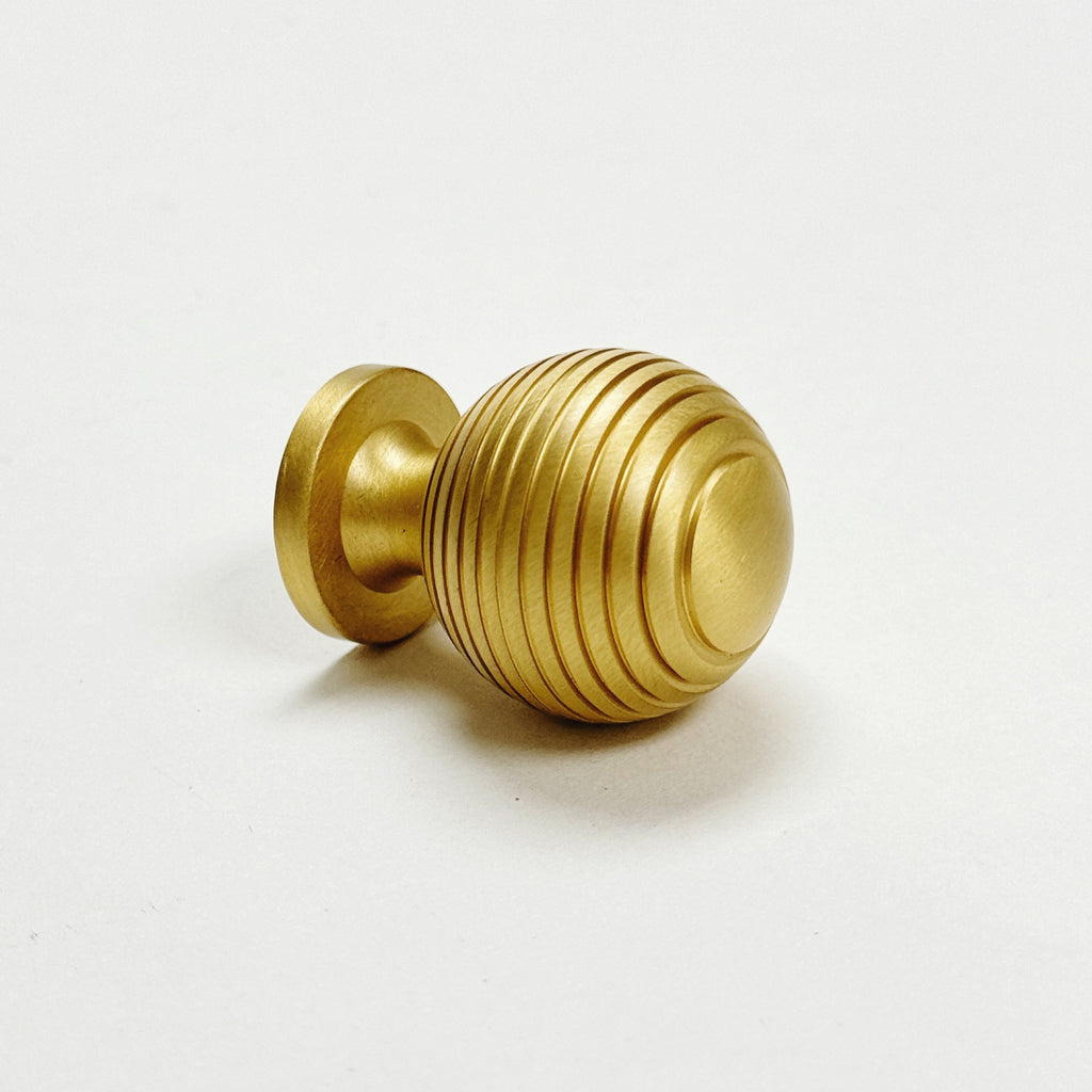 Satin Brass "Sweet" Beehive Cabinet Knob and Drawer Pulls - Forge Hardware Studio