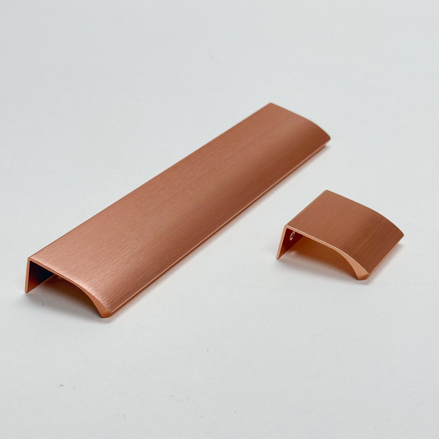 Tab Brushed Copper "Edge" Finger Drawer Pulls - Forge Hardware Studio