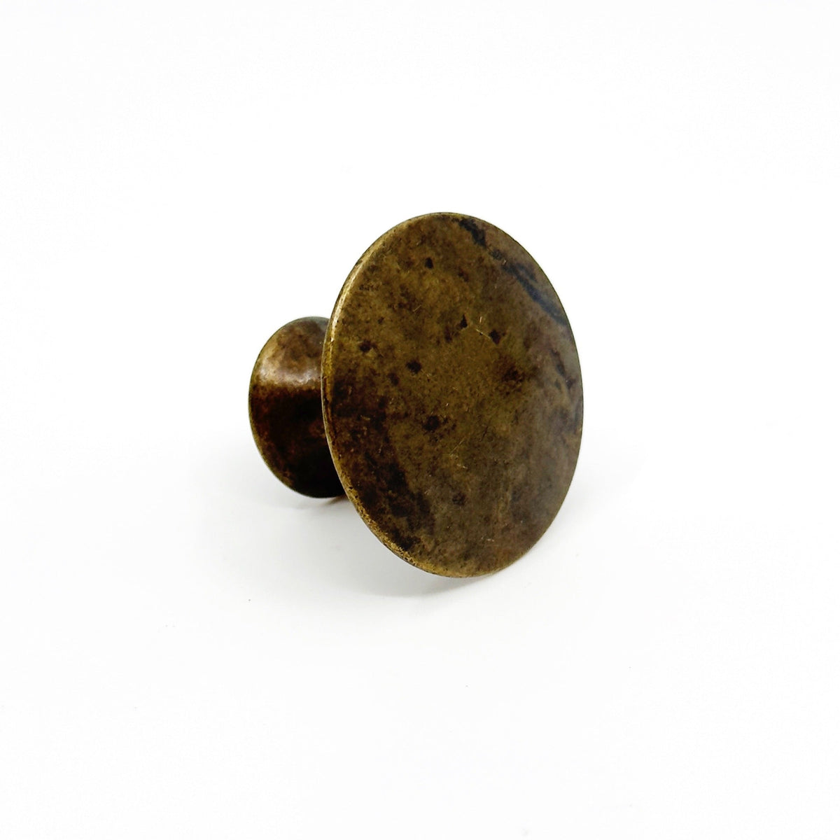 Worn Brass Round "Bari" Cabinet Knob