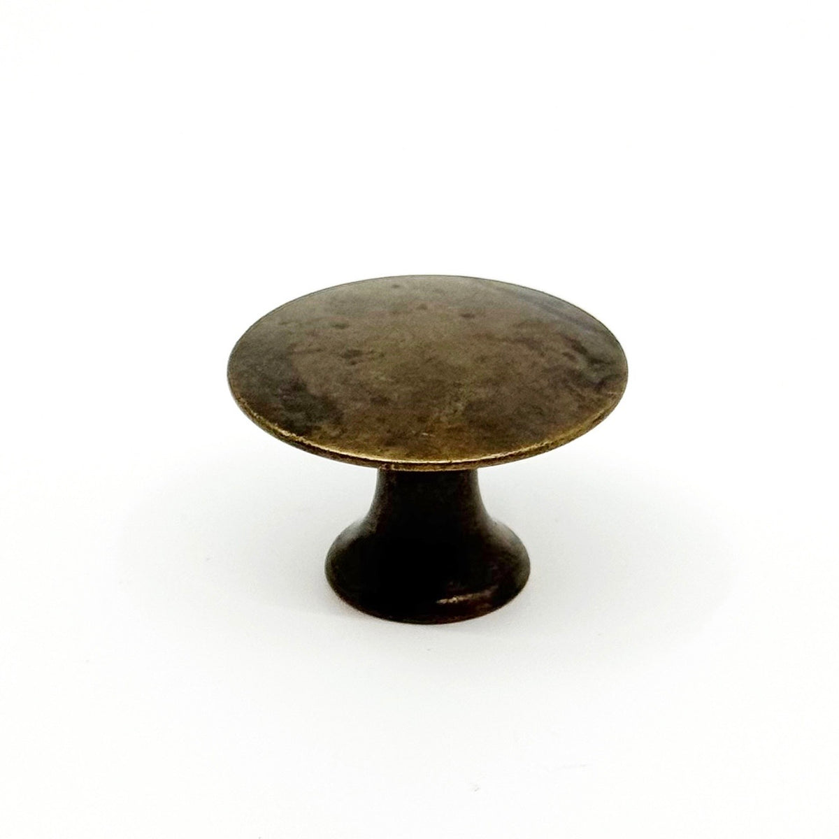 Worn Brass Round "Bari" Cabinet Knob