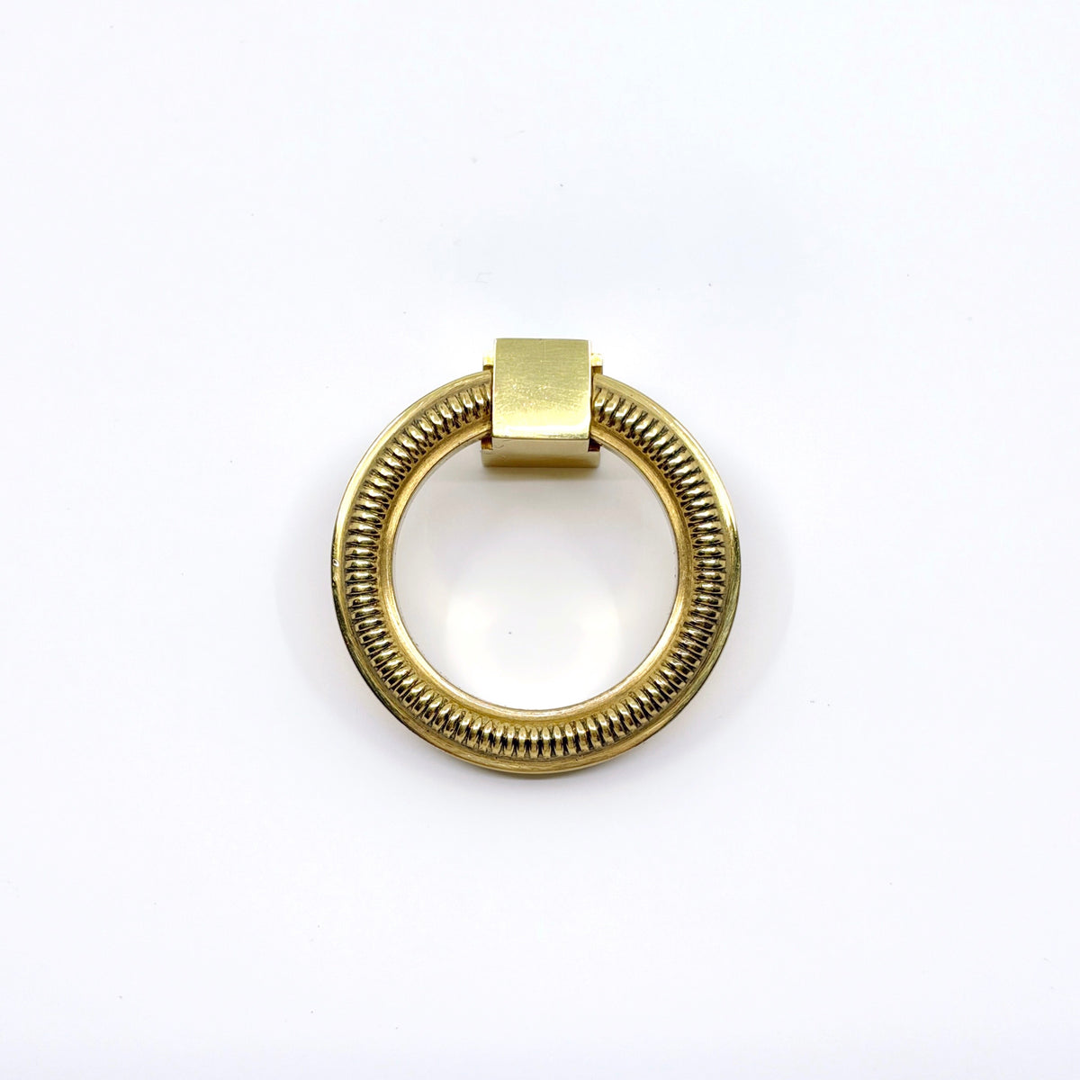 Polished Brass Reeded "Zaya" Round Ring Cabinet Pull