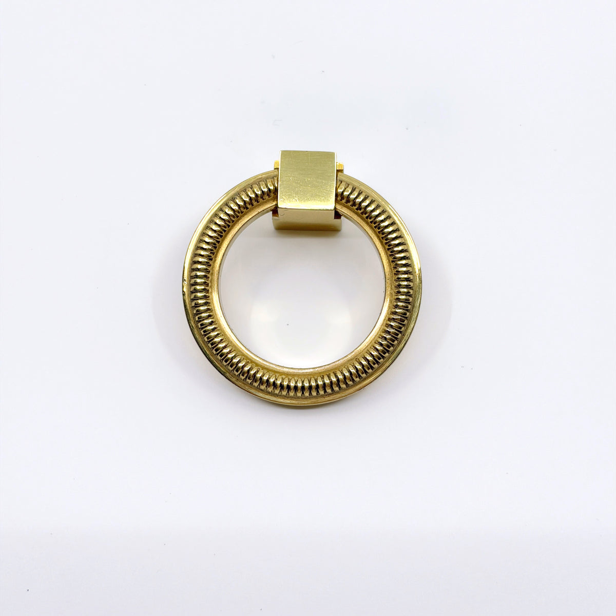 Polished Brass Reeded "Zaya" Round Ring Cabinet Pull