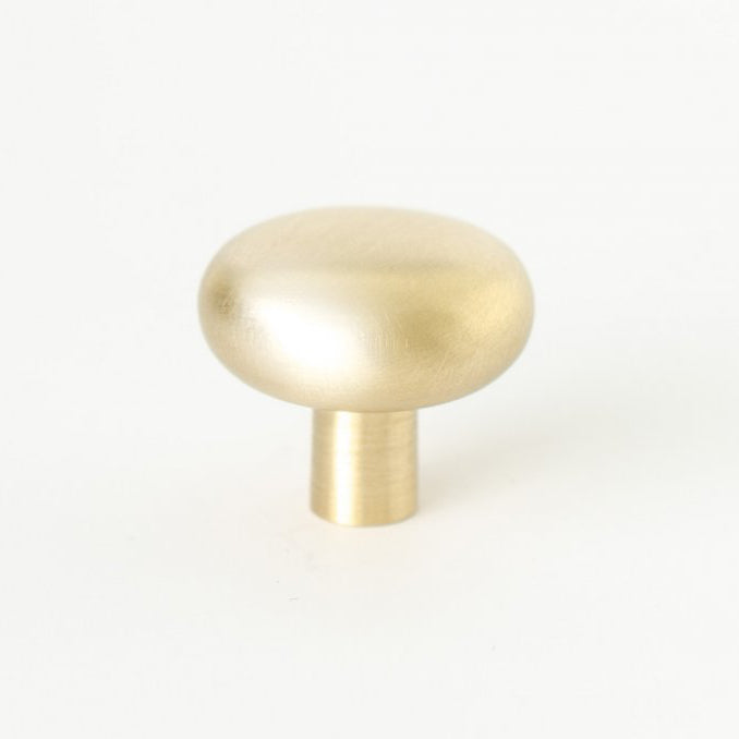 Round Brushed Brass "Halo" Cabinet Knob and Hook