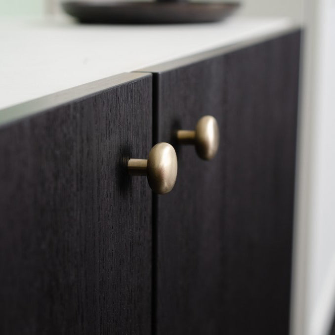 Round Brushed Brass "Halo" Cabinet Knob and Hook