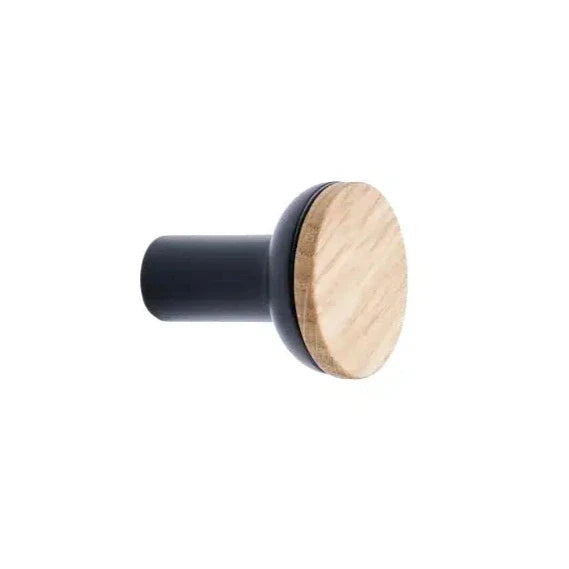 Black and Oak Wood "Bis" Cabinet Knob and Drawer Handle - Euro • Knobs