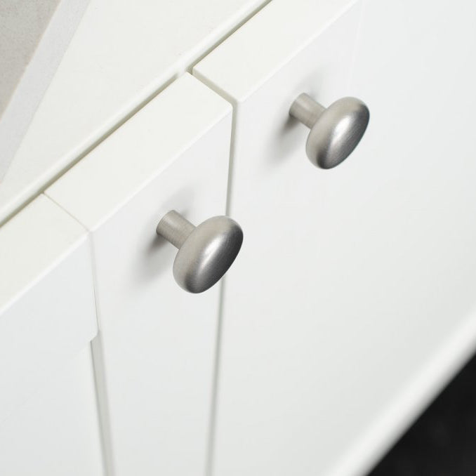 Round Brushed Nickel "Halo" Cabinet Knob and Hook