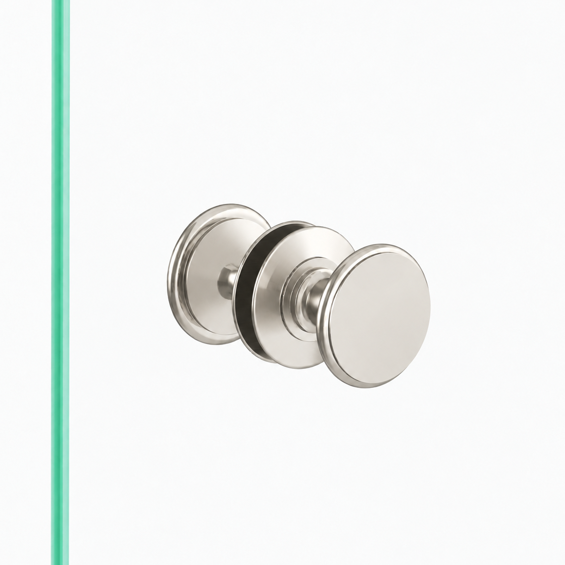 Polished Nickel "Penny" Round Glass Shower Knob