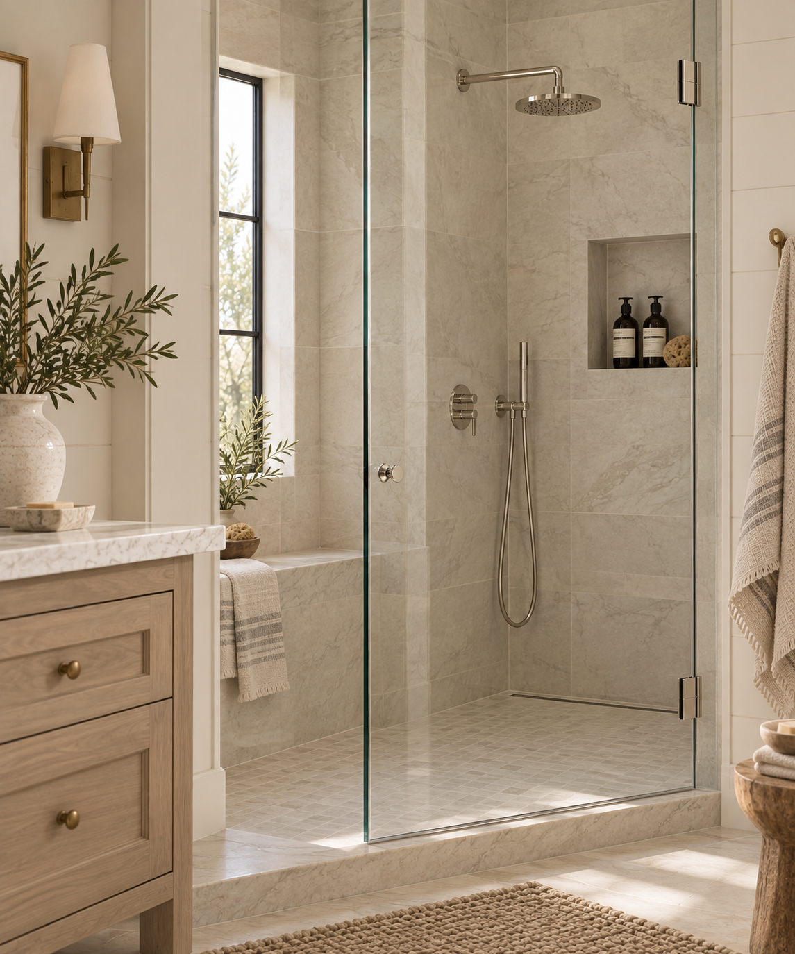 Polished Nickel "Penny" Round Glass Shower Knob