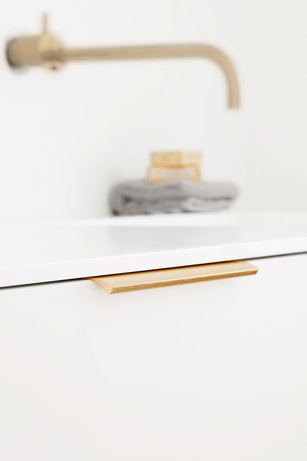 Brushed Bronze "Edge Straight" Tab Drawer Pulls - Forge Hardware Studio