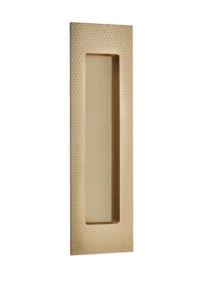 Modern Knurled Rectangular Solid Brass Recess Door Pull in French Brass