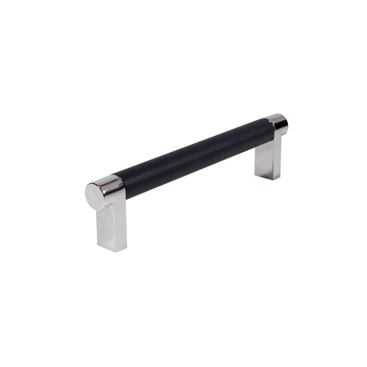 Knurled Polished Nickel and Black Cabinet Knobs and Drawer Pulls