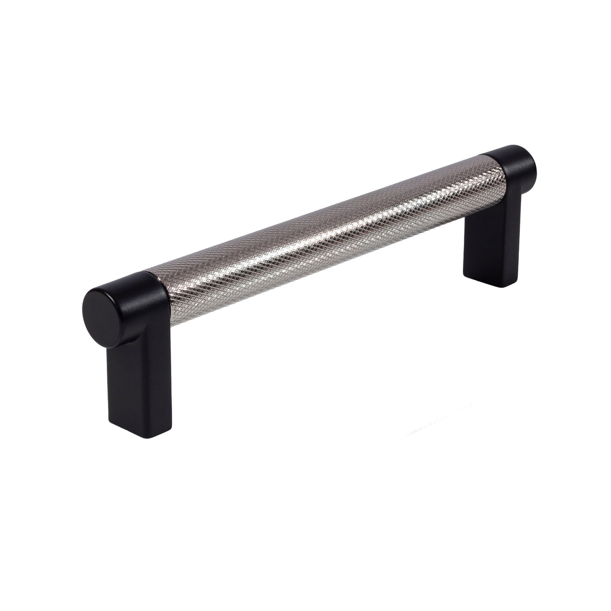 Knurled Black and Polished Nickel Cabinet Knobs and Drawer Pulls - Forge Hardware Studio