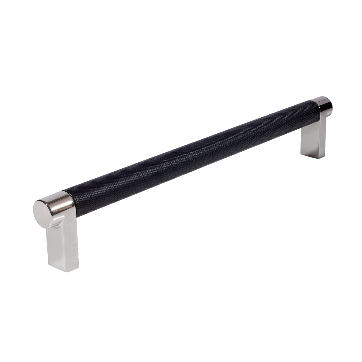 Knurled Polished Nickel and Black Cabinet Knobs and Drawer Pulls