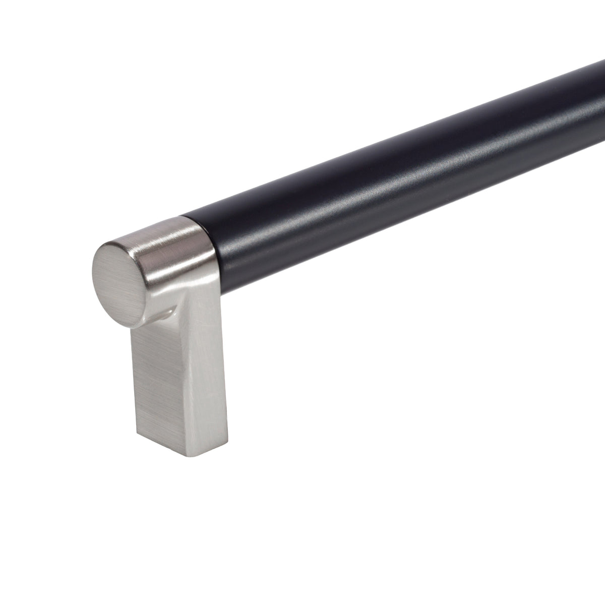 Smooth Satin Nickel and Black Cabinet Knobs and Drawer Pulls
