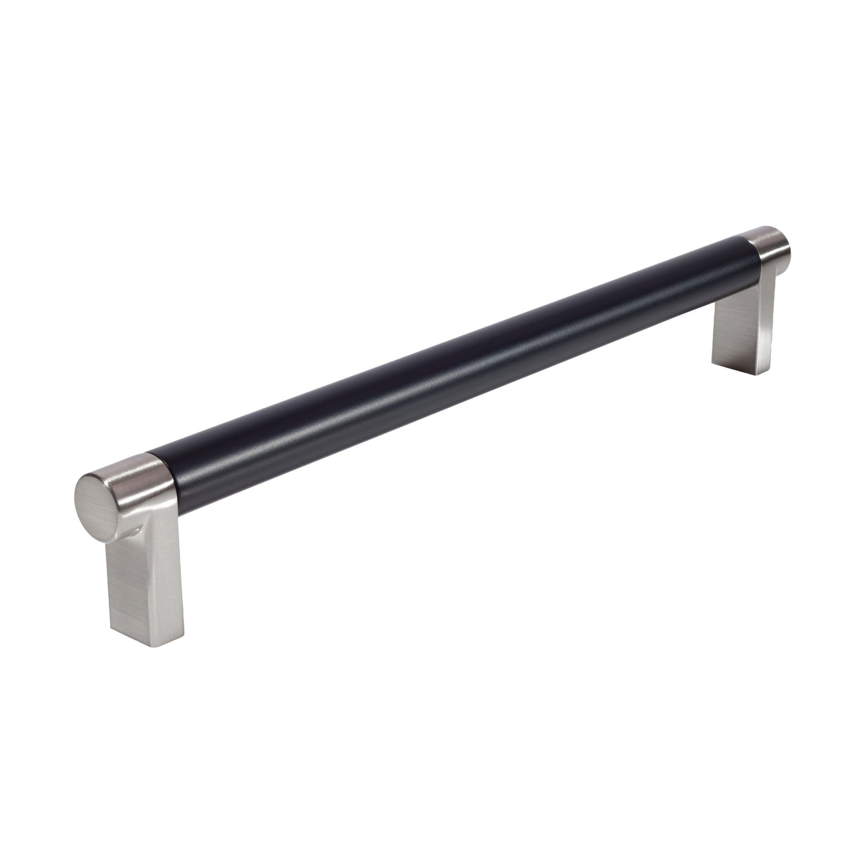 Smooth Satin Nickel and Black Cabinet Knobs and Drawer Pulls