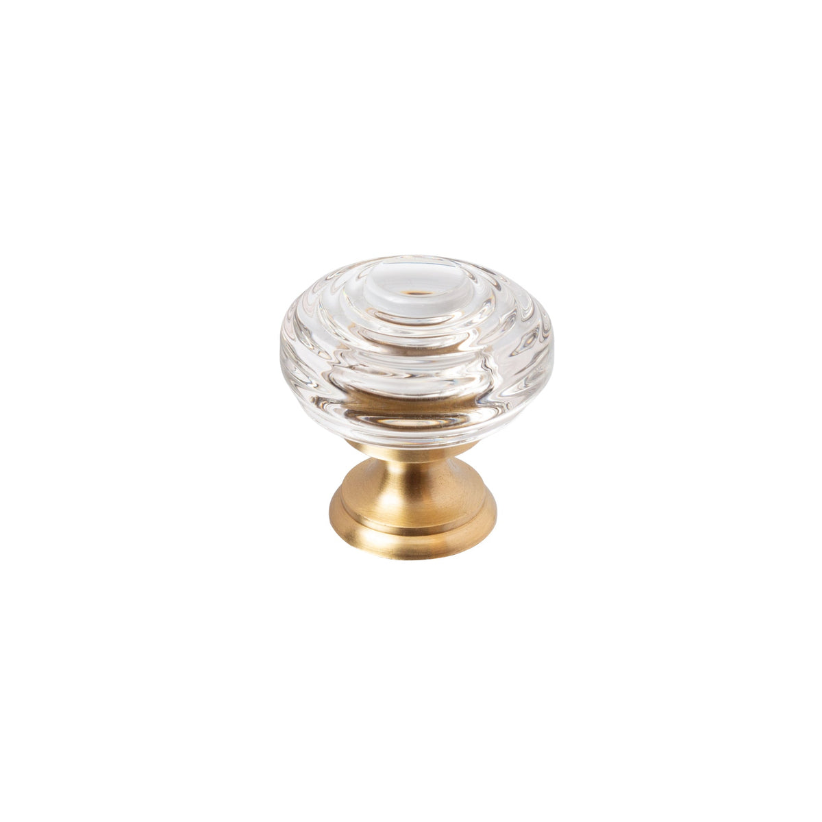 Satin Brass "Wyatt" Reeded Clear Glass Cabinet Knob