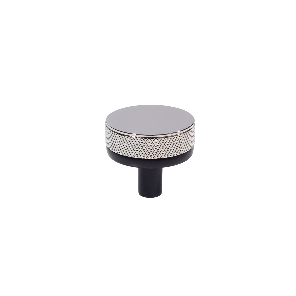 Knurled Black and Polished Nickel Cabinet Knobs and Drawer Pulls - Forge Hardware Studio