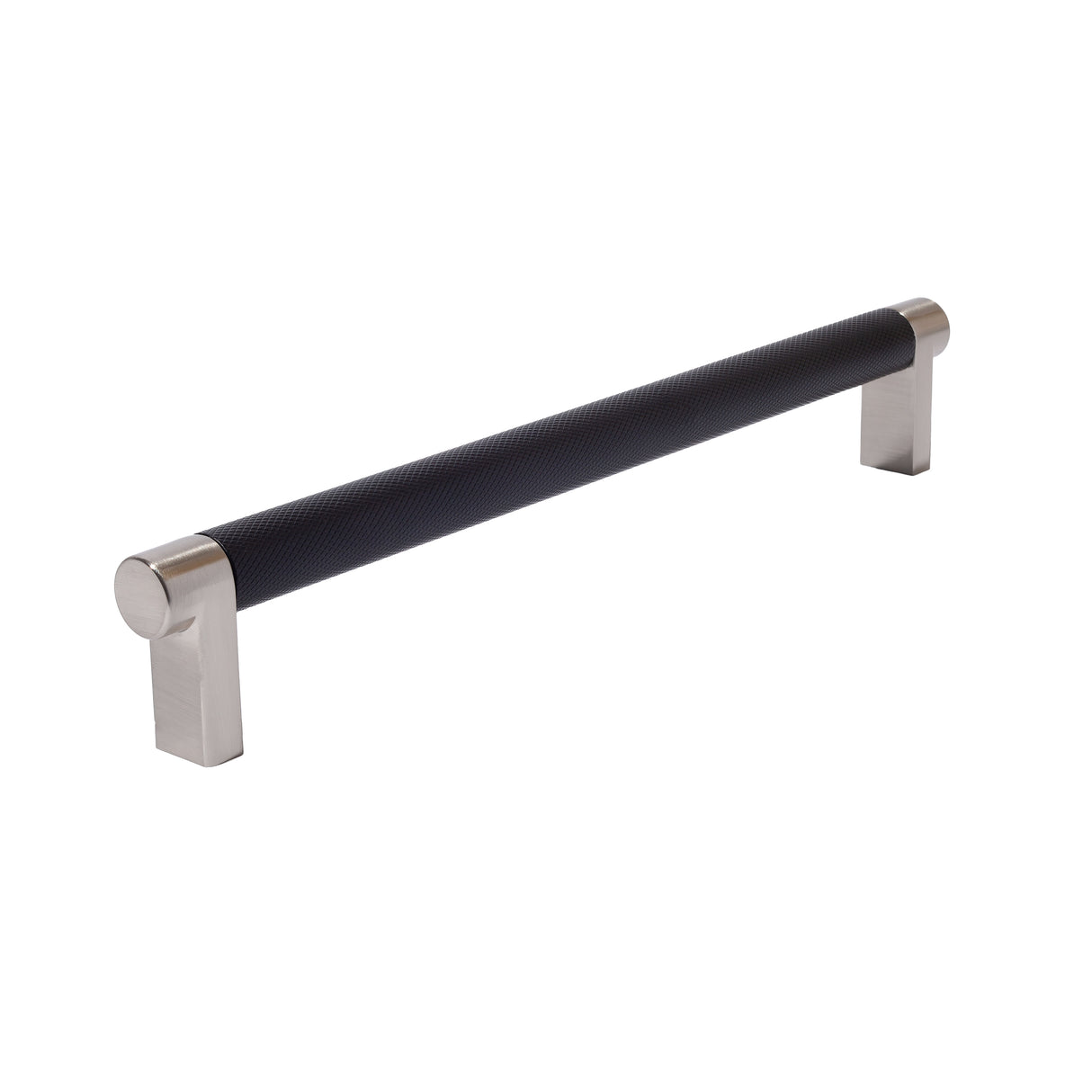 Black and Satin Nickel Smooth Cabinet Knobs and Drawer Pulls