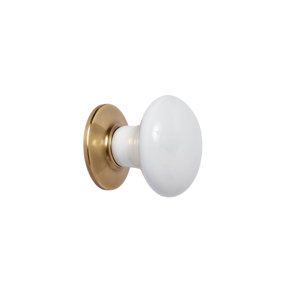 Franch Brass "Montauk" White Porcelain Cabinet and Closet Door Knob