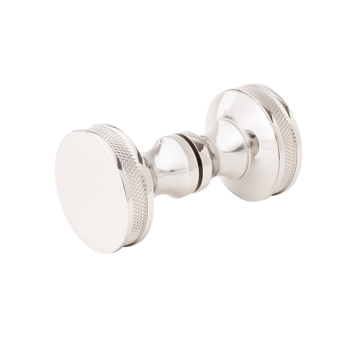 Polished Nickel "Knurled" Round Glass Shower Knob