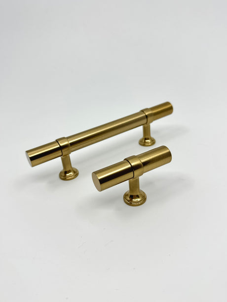 Smooth T-Bar "Contemporary" Champagne Bronze Knobs and Pulls