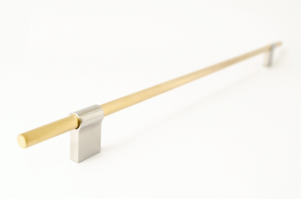Polished Nickel and Brushed Brass"Line" T-Bar Knob and Drawer Pulls
