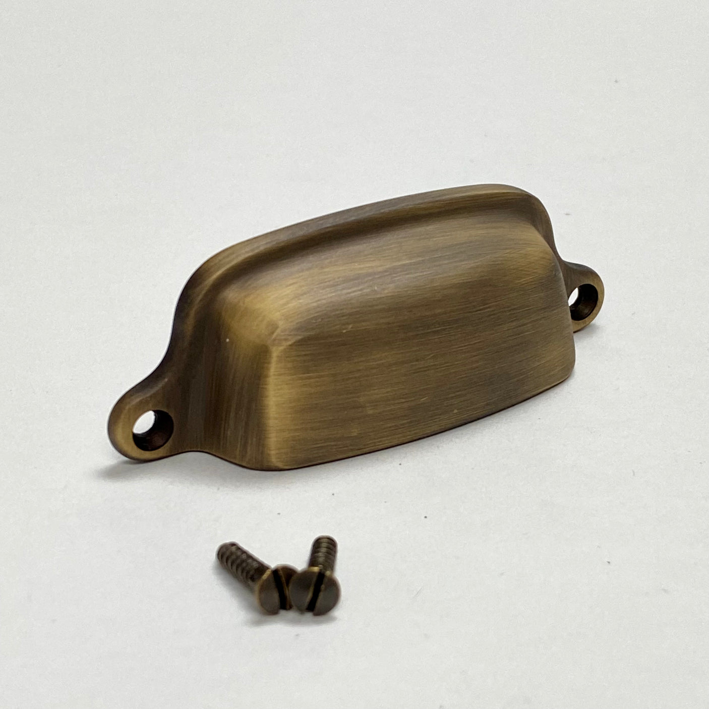 Eloise Antique Brass Cabinet Cup Drawer Pull - Kitchen Drawer Handle - Forge Hardware Studio
