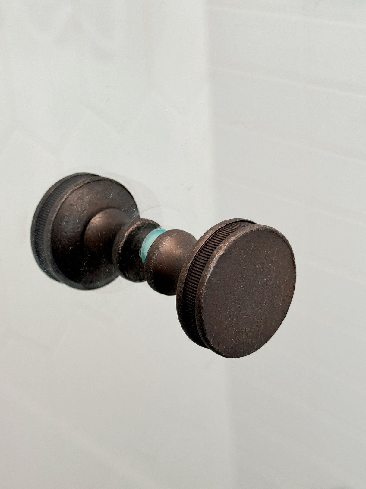 Round Distressed Bronze "Reeded" Round Glass Shower Knob - Industry Hardware