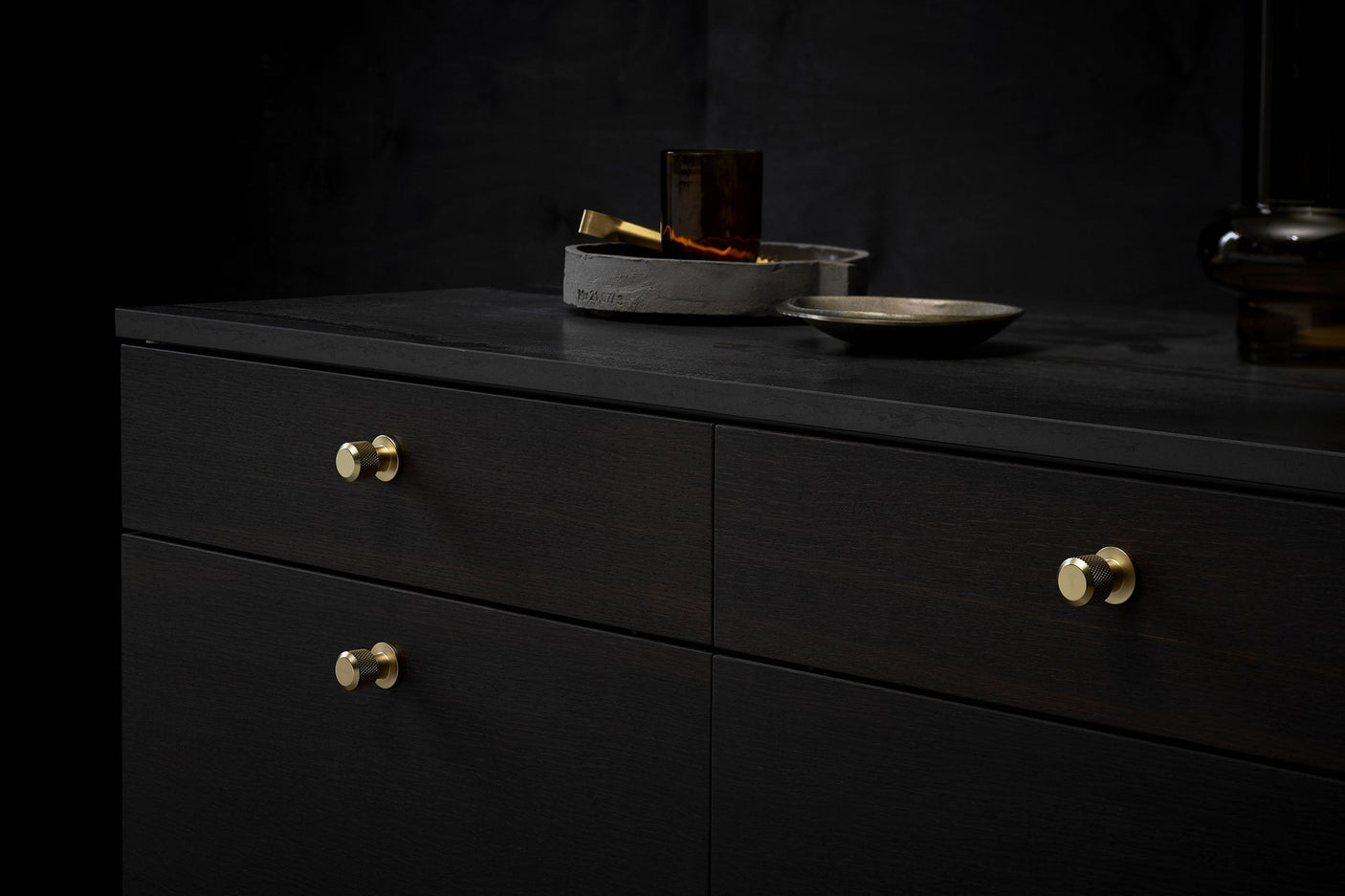 Brushed Gold "Manor" Knurled Cabinet Knobs and Drawer Pulls - Euro • Knobs