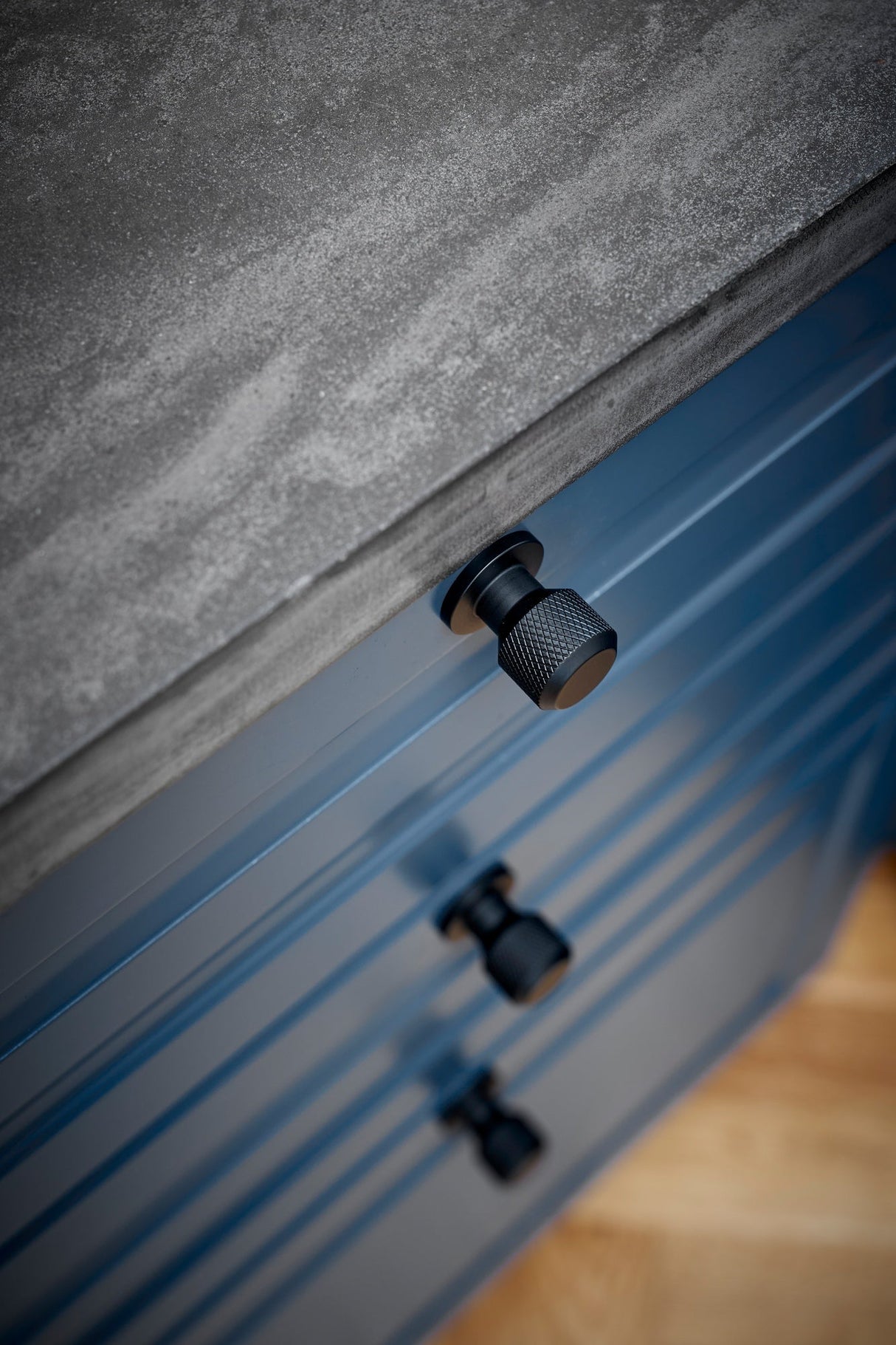 Matte Black "Manor" Knurled Cabinet Knobs and Drawer Pulls - Euro • Knobs