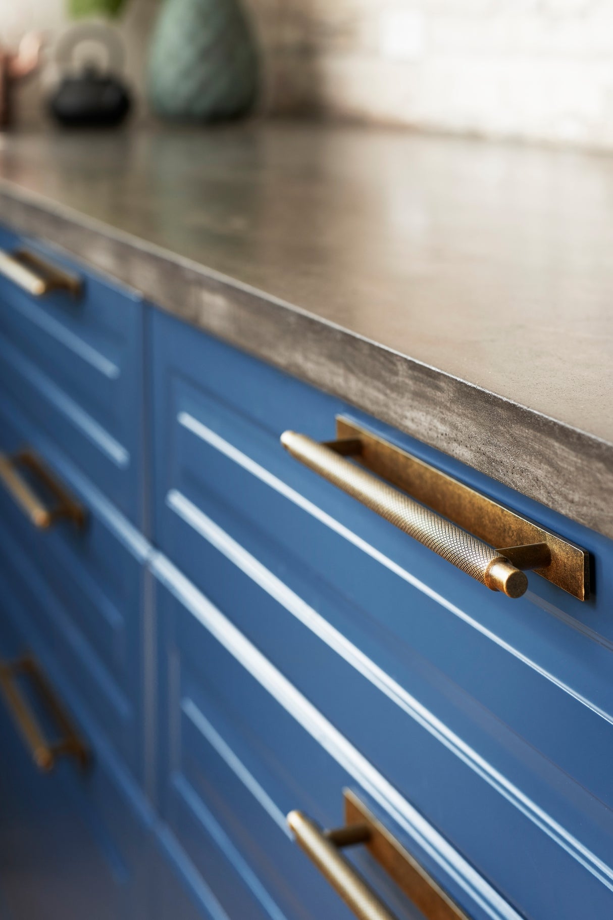 Knurled Backplate Antique Bronze "Manor" Knobs and Drawer Pulls - Forge Hardware Studio