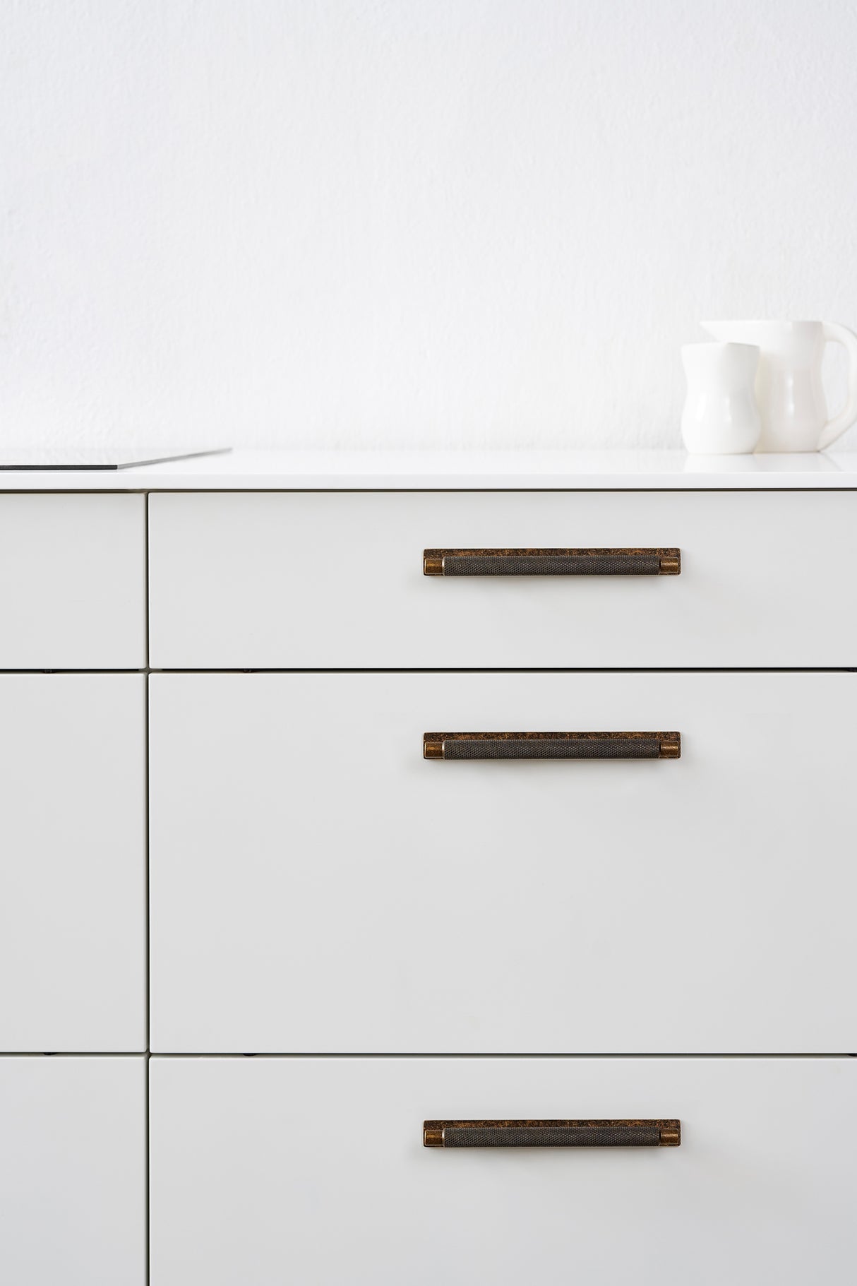 Knurled Backplate Antique Bronze "Manor" Knobs and Drawer Pulls - Forge Hardware Studio