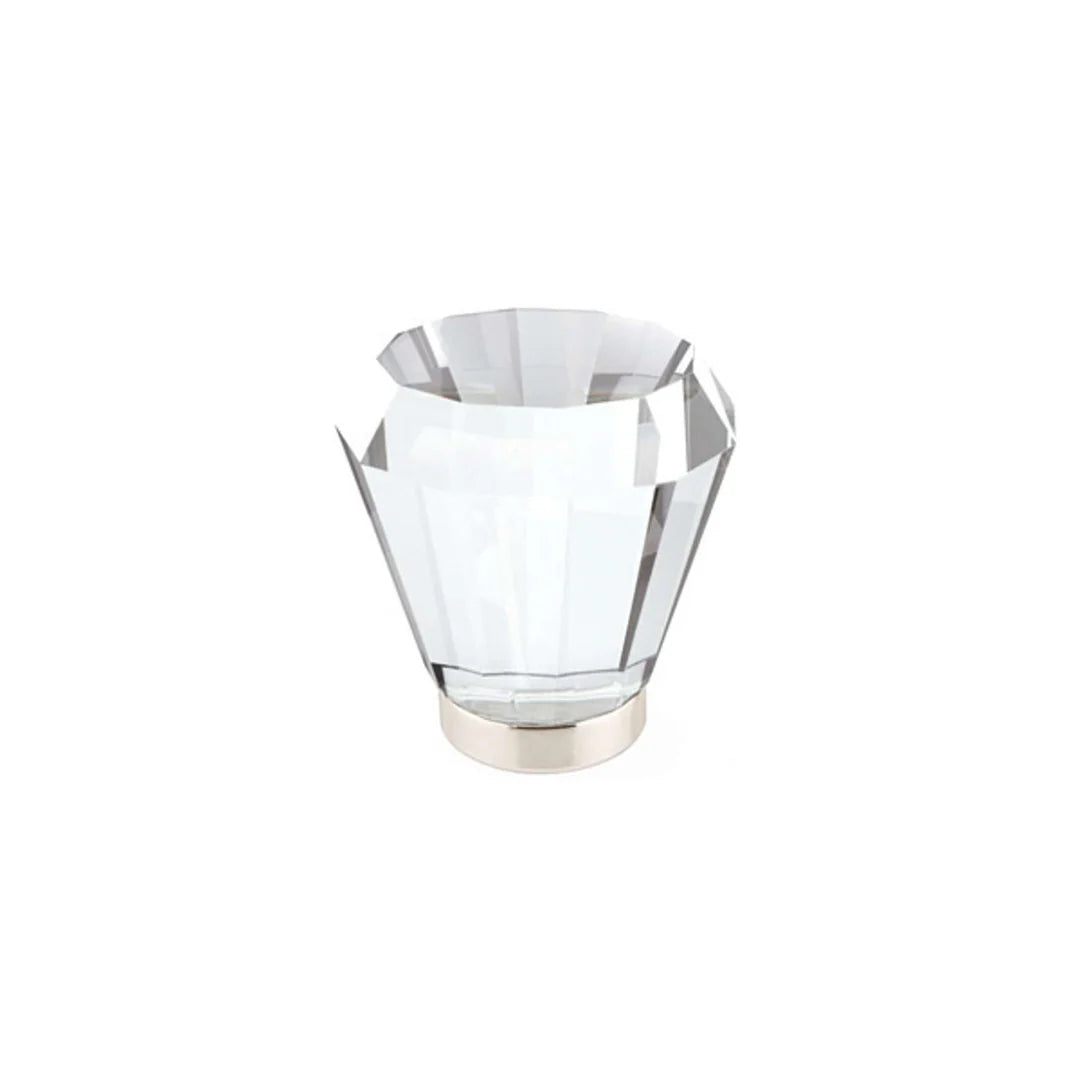 Polished Nickel "Willow" Faceted Clear Glass Cabinet Knob