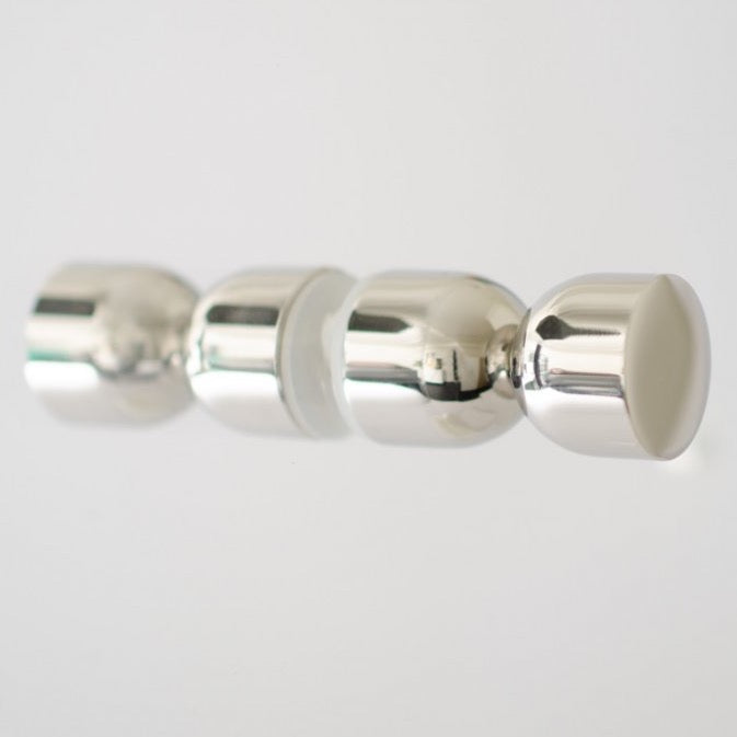 Glass Shower "Double Cup" Round Polished Nickel Back to Back Door Knob - Forge Hardware Studio