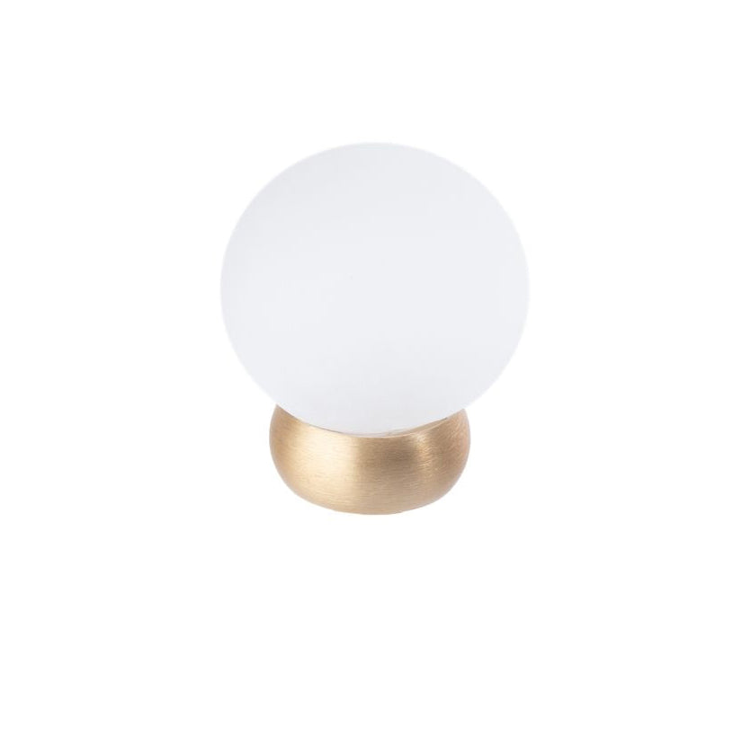 Round Lew's Hardware Brass and Frosted Glass Cabinet Knob