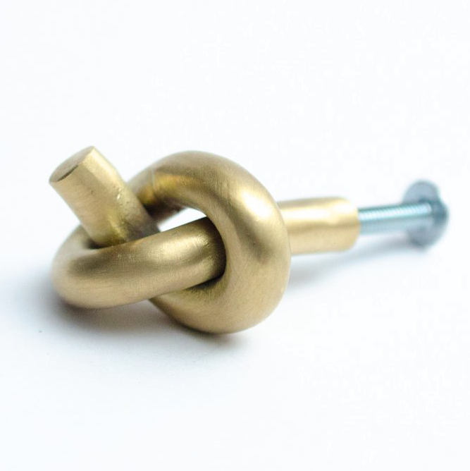 Unlacquered Brass "Knot" Cabinet Knob and Hook - Forge Hardware Studio