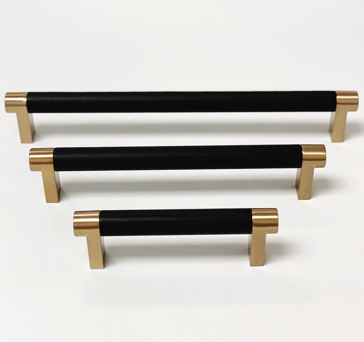 Knurled "Converse" Champagne Bronze and Black Dual-Finish Knobs and Pulls - Forge Hardware Studio