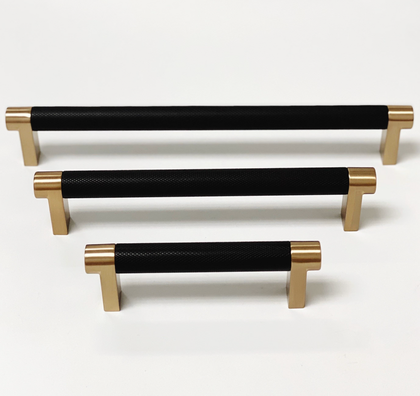 Knurled "Converse" Champagne Bronze and Black Dual-Finish Knobs and Pulls - Forge Hardware Studio