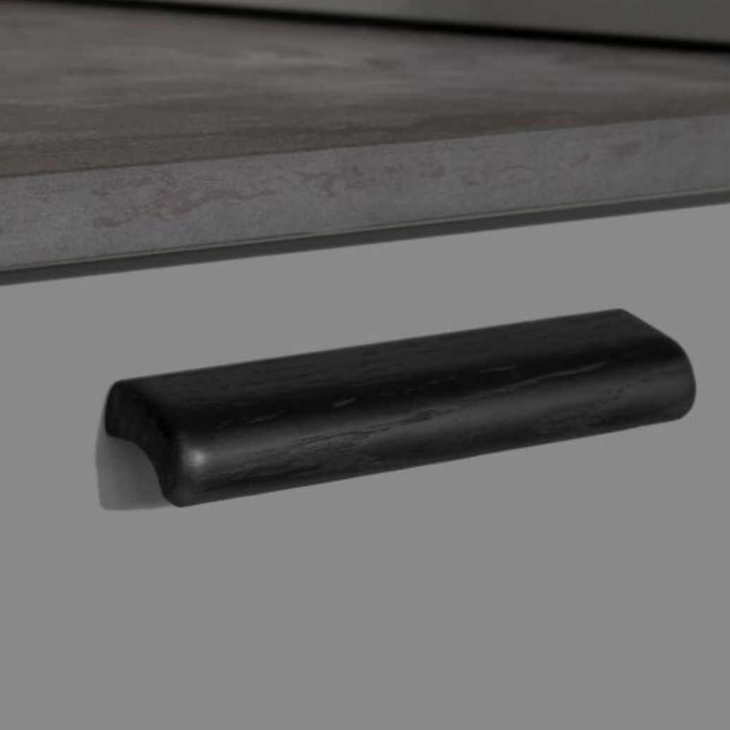 Black Stained Oak "Glove" Wood Drawer Handles - Forge Hardware Studio