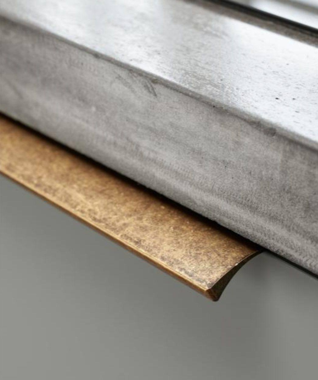 Antique Brass "Edge" Tab Finger Drawer Pulls - Forge Hardware Studio