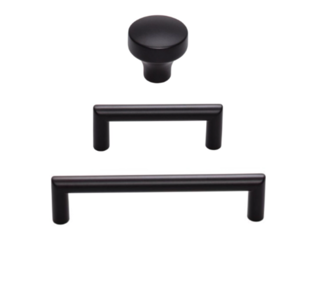 Matte Black "City" Drawer Pulls and Knob - Forge Hardware Studio