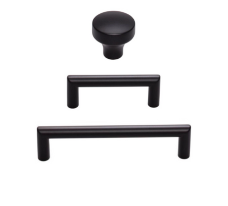 Matte Black "City" Drawer Pulls and Knob - Forge Hardware Studio