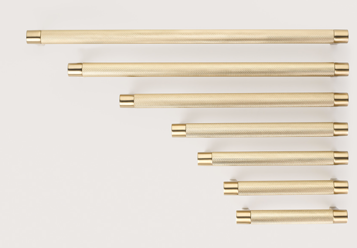 Knurled "Converse" Champagne Bronze Cabinet Knobs and Drawer Pulls - Forge Hardware Studio