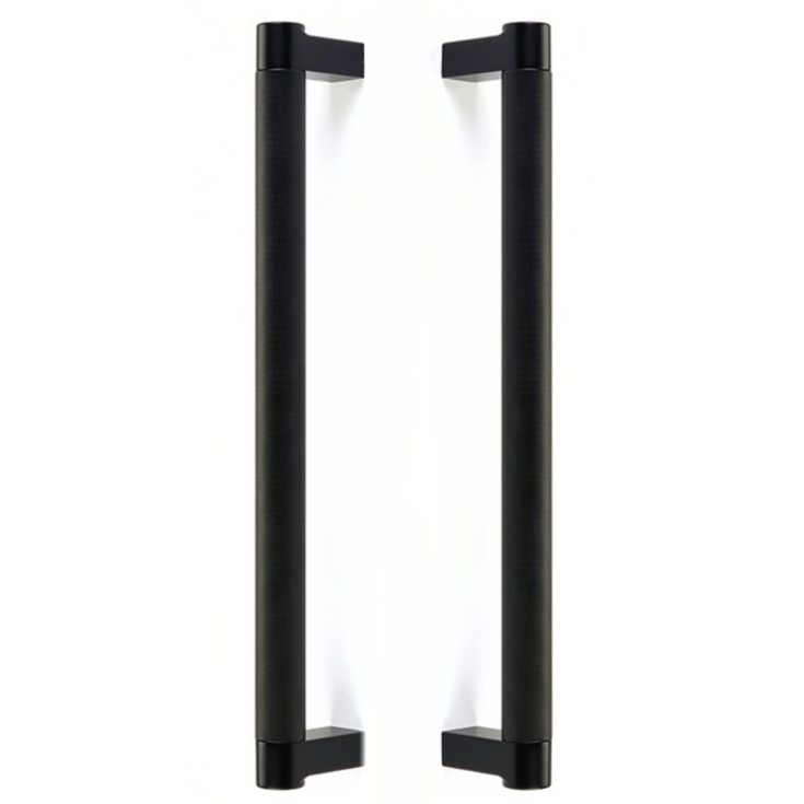 Matte Black Knurled Glass Shower Door Handles