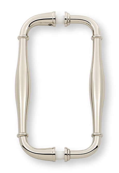 Polished Nickel "Kensington" Glass Shower Door Handle - Back to Back Pull - Forge Hardware Studio