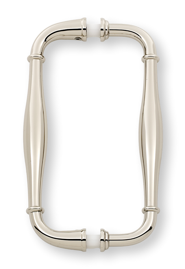 Polished Nickel "Kensington" Glass Shower Door Handle - Back to Back Pull - Forge Hardware Studio