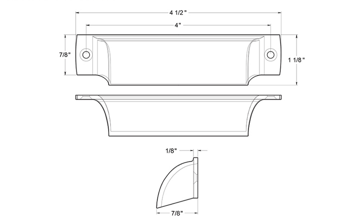 Satin Brass "Ballard" Cup Drawer Pull