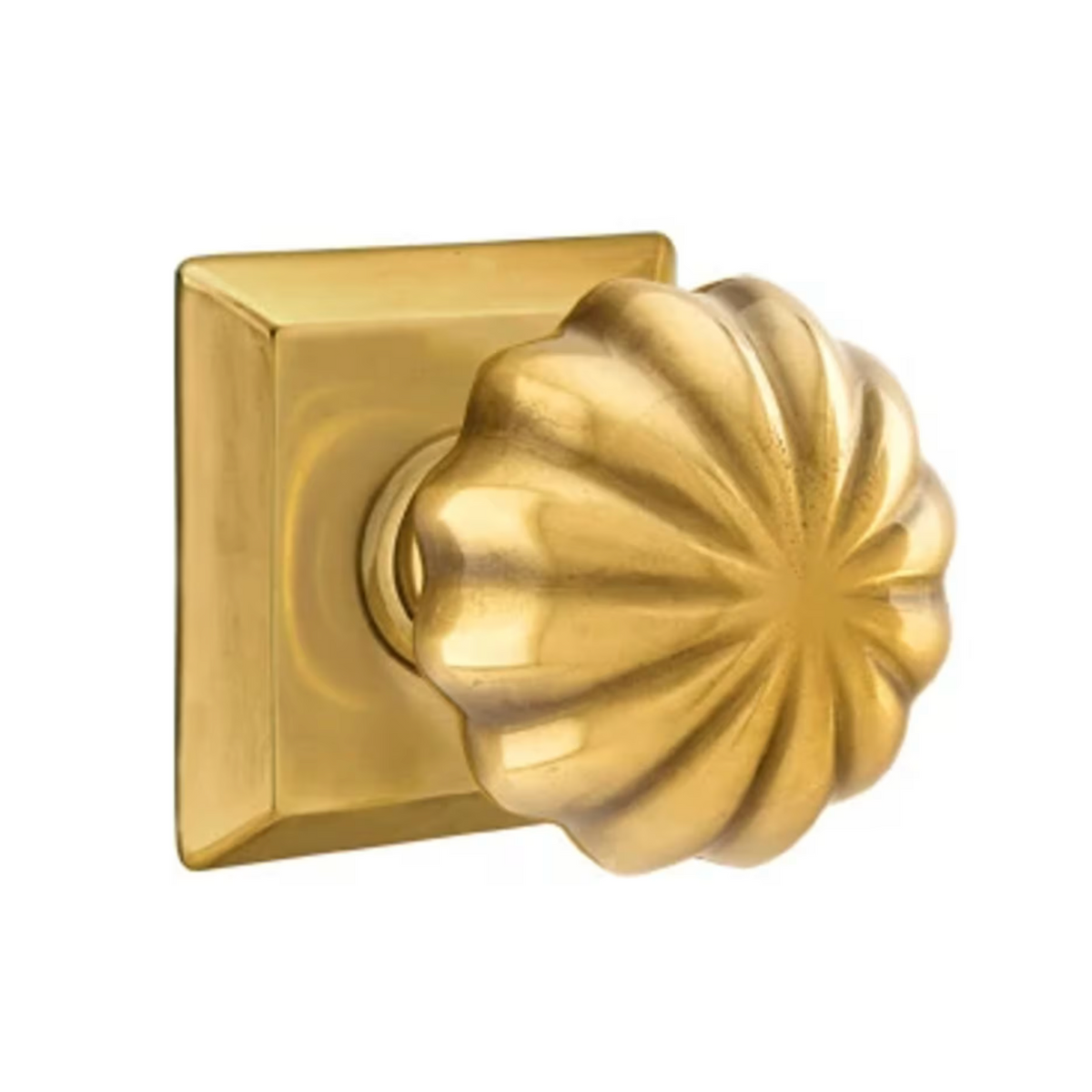 Transitional "Heritage" Flower Door Knob in French Brass - Forge Hardware Studio