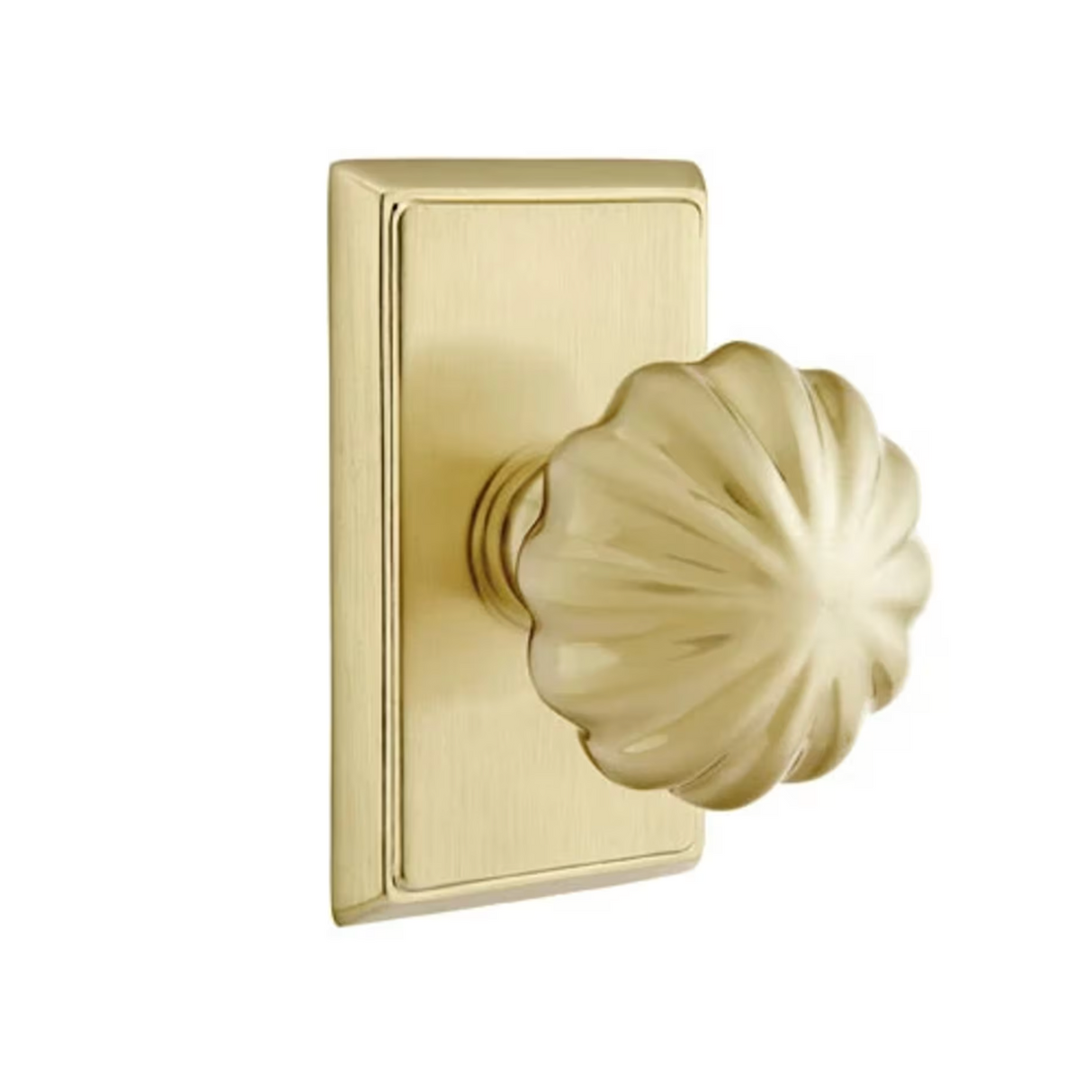 Transitional "Heritage" Flower Door Knob in Satin Brass