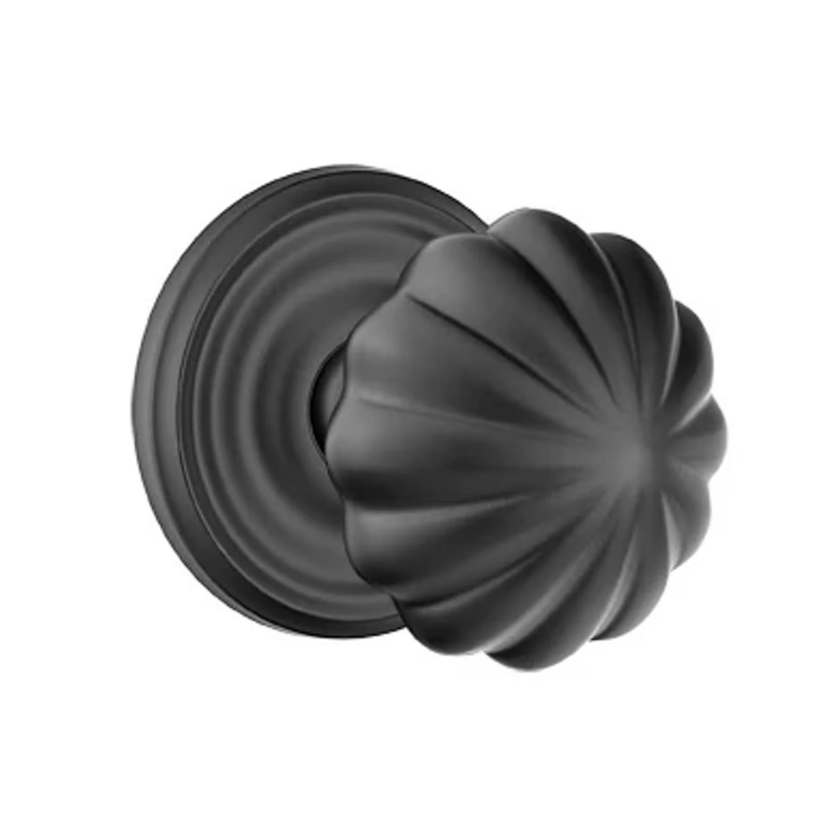 Transitional Matte Black "Heritage" Flower Door Knob